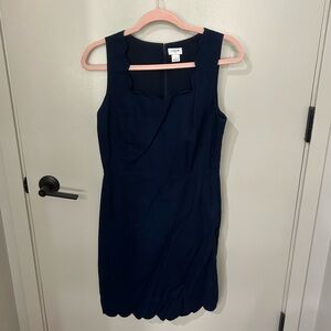 J. Crew Navy Blue Scallop Shift Dress